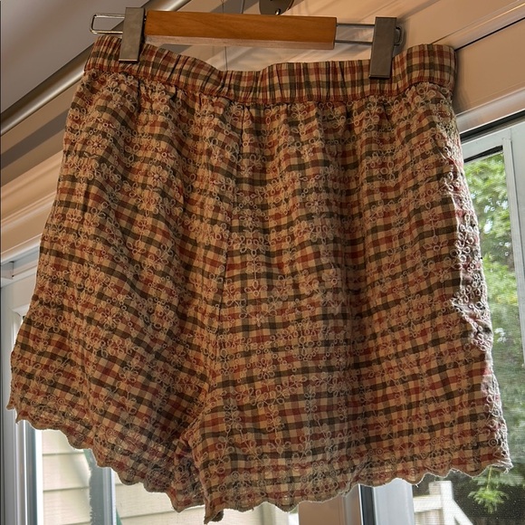 Plaid Lace Trim Women's Shorts & Top Set - Picture 3 of 7